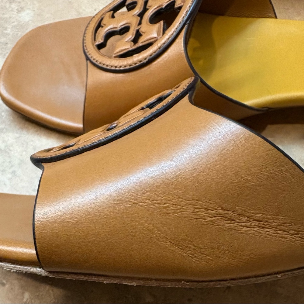 Tory Burch Bombe Miller Slide Sandals Brown Leather Size 9 - Picture 7 of 12